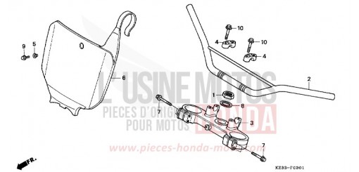 HANDLE PIPE/TOP BRIDGE CR250RS de 1995